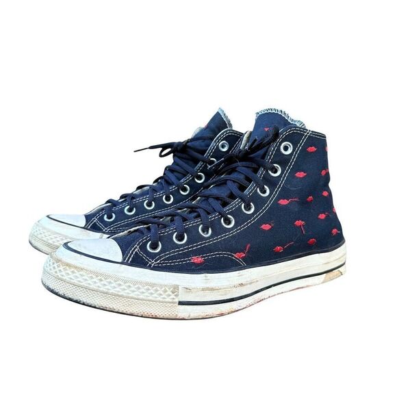 Converse Chuck Taylor All Star 70 Hi Black Embroidered Lips Sneaker 9.5 /  11.5 - Picture 8 of 15